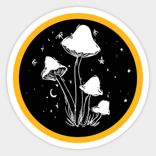 Bell shaped mushrooms over night Sticker